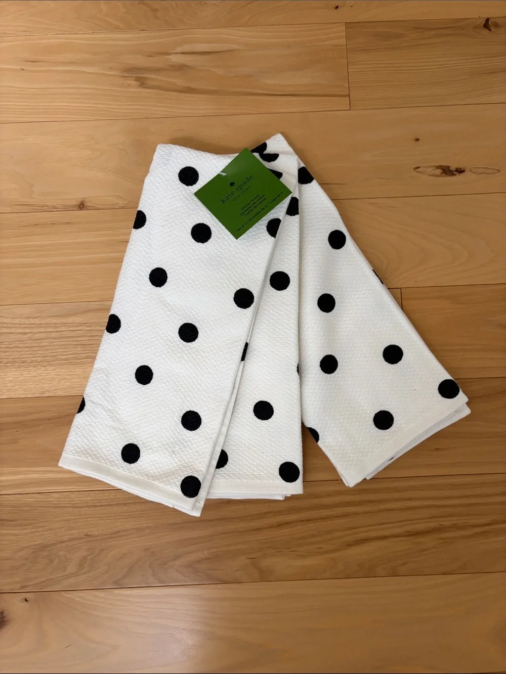 3! kate spade White and Black Polka Dot Kitchen Towels